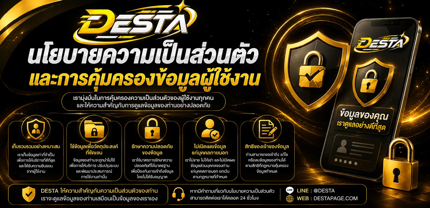 นโยบายความเป็นส่วนตัว desta และการคุ้มครองข้อมูลผู้ใช้งาน​